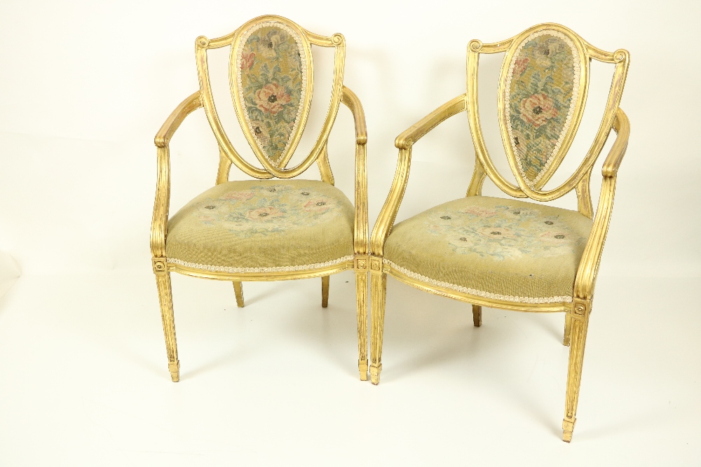 A fine set of four Regency gilt Open Armchairs, in the manner of James Wyatt (1746-1813), each - Image 2 of 7