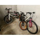 Three BMX type Bikes, and a Ladies Mountain Bike, as is. (4)