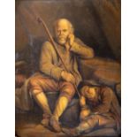 Late 19th Century Continental School "Father and Son Resting," O.O.B., 9 1/4" x 7 1/2" (23cms x