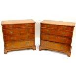 A good pair of George II style walnut Bachelors Chests,ÿeach with herringbone banding and a