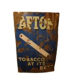 An original enamel Signÿfor "Afton Tobacco at its Best," the blue enamel ground with green text