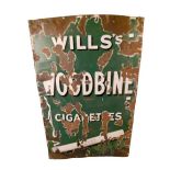 An original blue enamel Advertisement Sign, for "Wills Woodbine Cigarettes," the green ground with