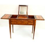 An antique French Poudreuse (Ladies Dressing Table),ÿin kingwood and rosewood with three hinged