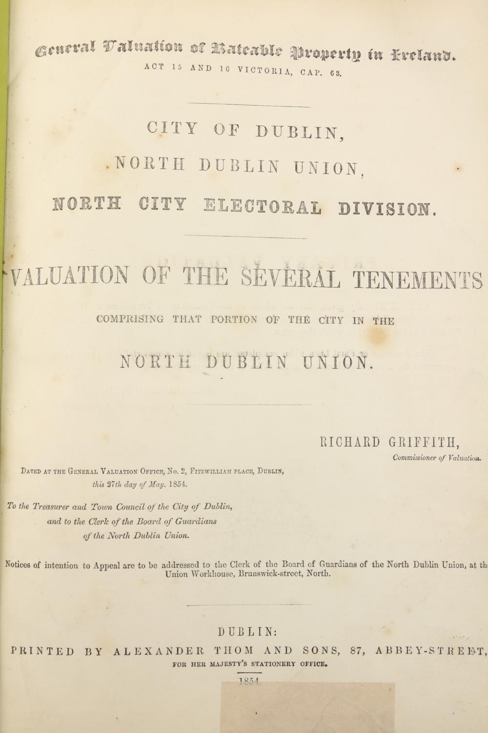 Co. Dublin: Griffith (Richard) Valuation of Rateable Property in Ireland - City of Dublin - North