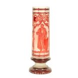 A rare Bohemian ruby glass Vase, probably by Franz Paul Zach, Munich c. 1865, with an armorial crest