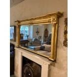 A good Irish Regency period carved gilt and gesso Overmantel Mirror, in the manner of del Vecchio,