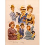 After Peter Curling (b. 1955) A set of four caricature coloured Prints, depicting figures of the