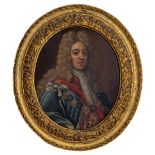18th Century English School A fine oval "Portrait of James II with white wig, decorated with