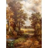 J.W. Smyth, 20th Century English School A pair of large Landscapes depicting Cornfield and Pond