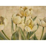 A large coloured Print, Still Life "Tulips," together with a set of 4 Still Life Prints after