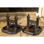 An early pair of 19th Century Gothic style cast iron Foot Scrapers, each with arched centre and