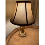 A two branch modern black metal Table Lamp, 64cms (25") with cream shade; together with a pair of