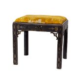 A 19th Century Irish chinoiserie decorated and ebonised Stool, of rectangular form with drop in seat