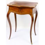A French marquetry and brass mounted Ladies Vanity Table, of serpentine form, the top with marquetry