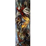 Marie Andr‚e le Blond "A standing Cockerel," abstract mixed media, approx. 87cms x 30cms (34" x