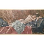 After Sir William Russell Flint (1880-1969) "Reclining Nude, No. 2," colour lithograph,ÿsignedÿ in