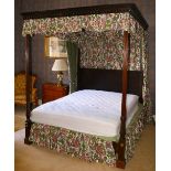 A fine quality Hepplewhite style carved mahogany four poster Bed, with Arcadian arched canopy on
