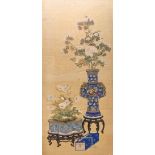 19th Century Chinese School A superb set of Six 19th Century monochrome Paintings on silk, with