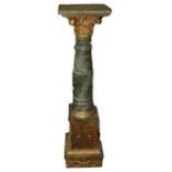 A large pair of Egyptian style green marble and brass mounted Torchere Stands, each with a turned