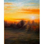 Ailbhe Barrett, Irish (XX-XXI) "Sunrise," O.O.C., large upright landscape, approx. 101cms x 81cms (