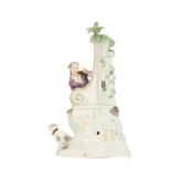 A Meissen porcelain Group, modelled with Man and Dog, 'Hide & Seek' (some losses), 25cms (10''). (1)
