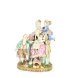 A fine large early Meissen porcelain Group, modelled "The Living Mother" probably by Acier &