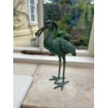 A small bronze Model of Crane Bird, with fish, on mount, approx. 30cms (12") high. (1)