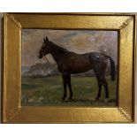 Hilda Cholmondeley (1901-1979) 'Portrait of a Horse in a Seaside Field,' O.O.C., Signed lower left,