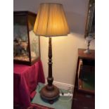 A very attractive Chippendale style mahogany Standard Lamp, with three stage stem carved with leaves