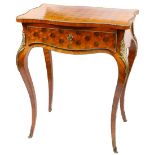 A fine French brass mounted and kingwood banded and serpentine shaped parquetry Ladies Vanity Table,