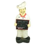 A modern Advertisement Figure, modelled as a Chef (fibre glass) with removable presentation chalk