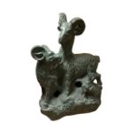 A bronze Group, modelled with Mountain Goats and Kid on a natural rocky base, 31cms (12"). (1)