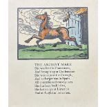 Cuala Press: The Ancient Mare, a hand coloured Card with printed verse, by Cuala Press, Dublin,