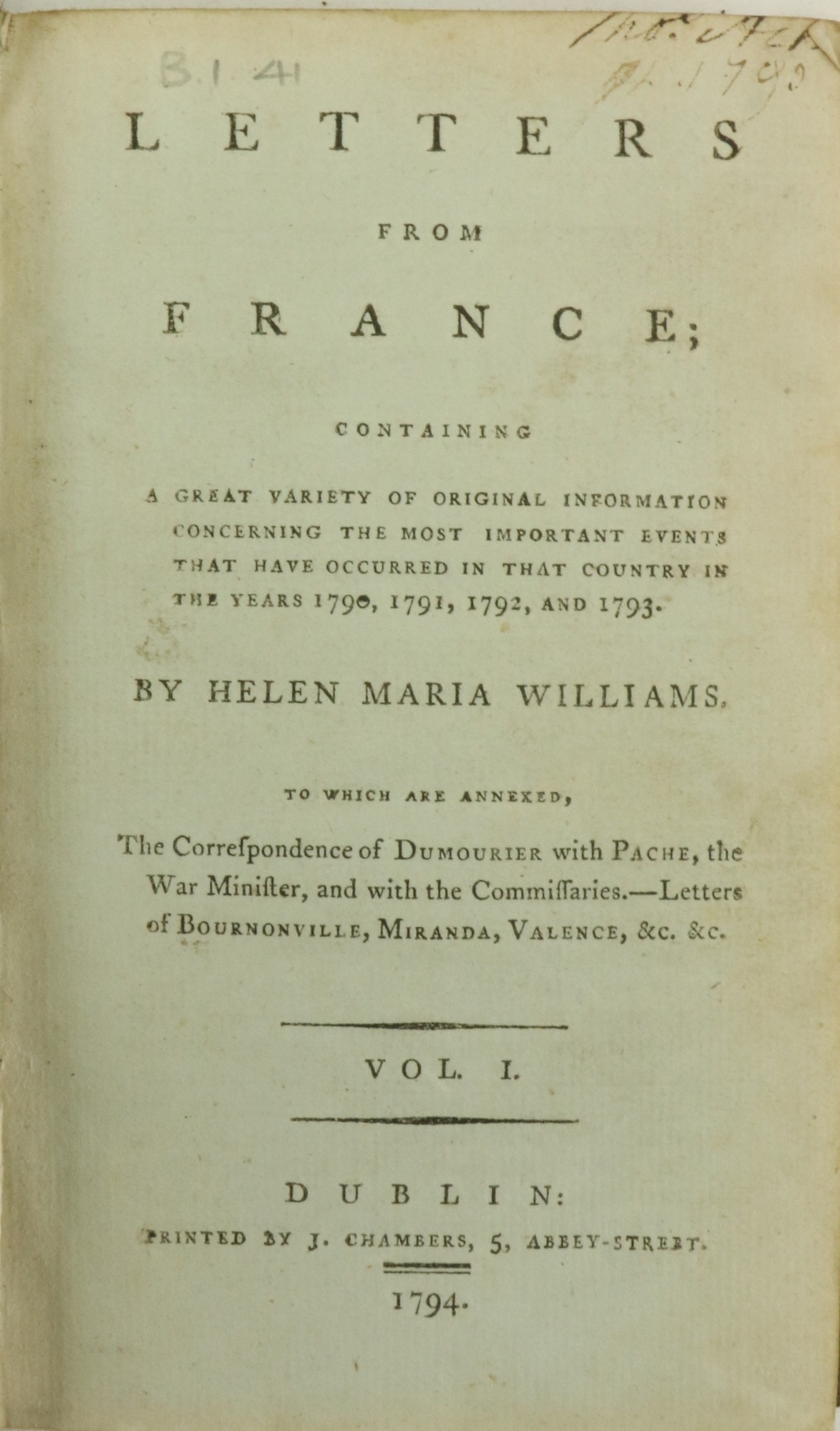 First Hand Accounts of The French Revolution Williams (Helen Maria) Letters from France, - Image 2 of 2