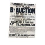Co. Carlow:  Broadside - Auction Poster,  Clonmulsh, Co. Carlow - a most desirable Farm - from Mr.