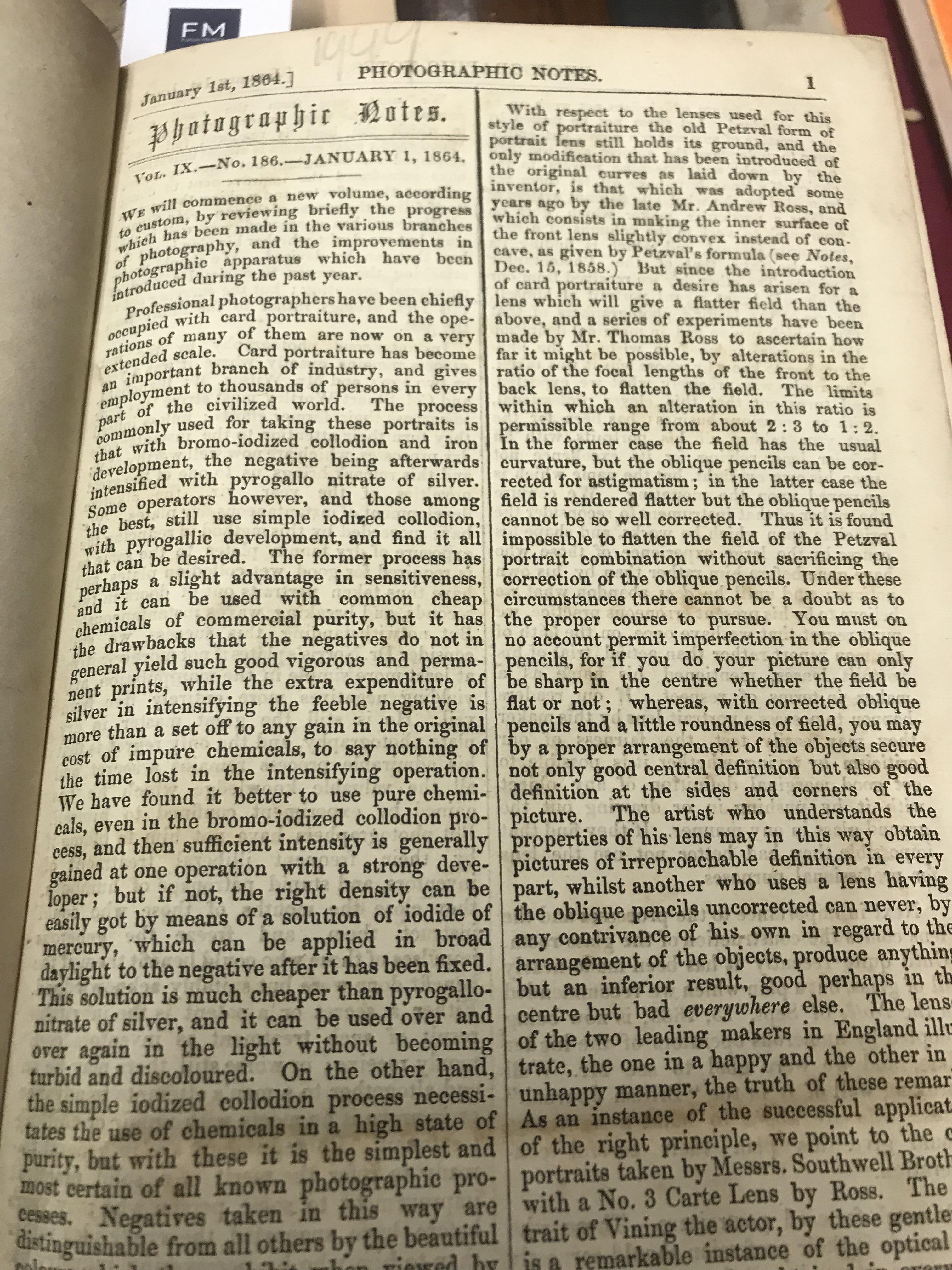 Early Periodical Journal on Photography Sutton (Thomas)editor. Photographic Journal, Journal of - Image 23 of 23