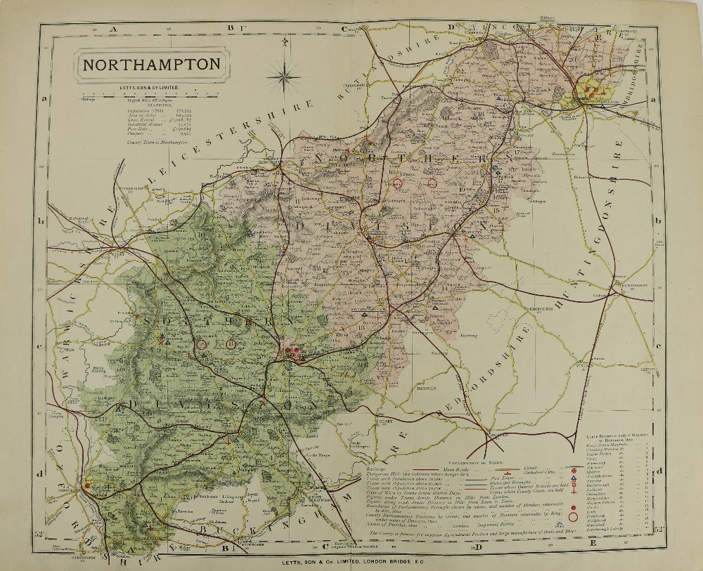 Northampton: Kip (Wm.) Northamtoniae Comitatus Descritio, c. 1690, hd. cold.in outline; Morden (