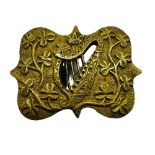 A rare 19th Century Fenian Soldiers bronze Belt Buckle, the bow shaped design with central harp