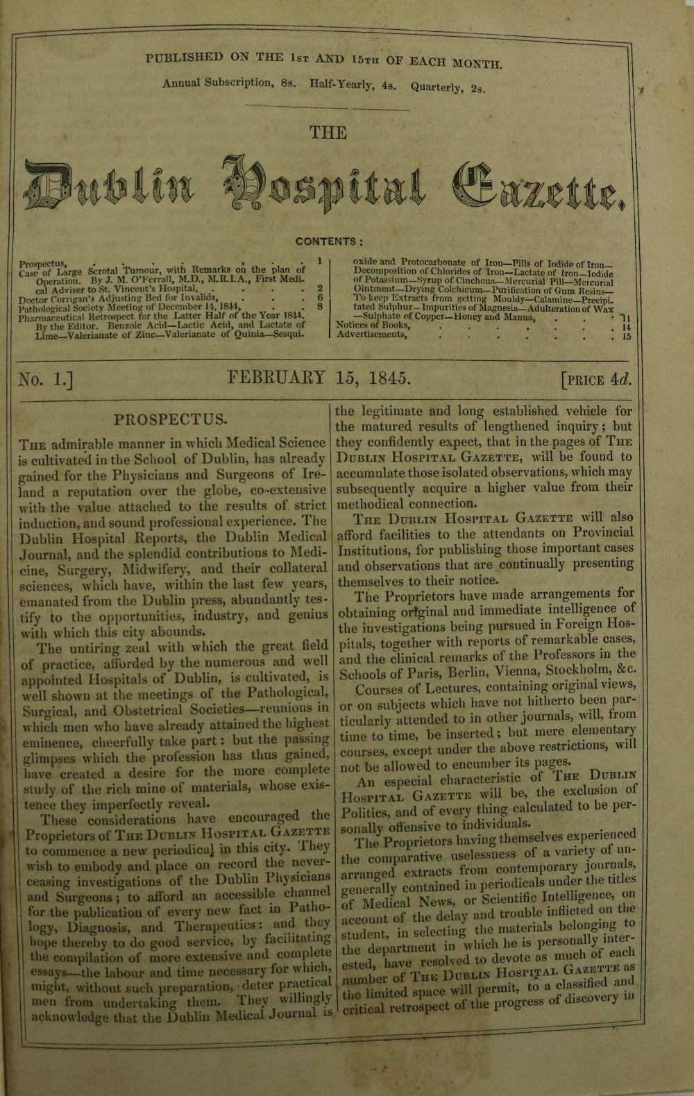 Medical: The Dublin Hospital Gazette, 30 Nos., Nos. 1 - 12, Vol. I, Nos. 13 - 30, Vol. 2, Two