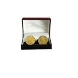 Coins:  A pair of 'Taurus' 5p Irish Coins - Eire 1971 & 1978, gilded, converted to cufflink,