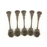 A set of 5 rare old Indian Pooja Spoons, 12cms (4 3/4"). (5)