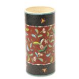 A Chinese cylindrical porcelain cloisonné enamel Vase or Brush Pot, with four character mark to
