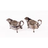 Two similar George III style heavy silver Sauceboats, one London 1910, the other London 1895, each