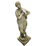 A good 19th Century terracotta Garden Figure, "Diana," on square plinth, 108cms (42cms). (1)