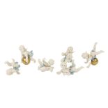 A good set of 6 Algora Spanish porcelain Table Ornaments, each modelled as a frolicking cherub,