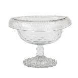 A fine Irish oval cutglass Bowl, c. 1800, Waterford or Tipperary, with flute cut folded rim raised