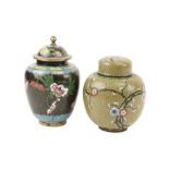 A Chinese cloisonné enamel Ginger Jar and Cover, in bronze with floral pattern and rows of wire