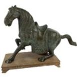 A very heavy Tang style Chinese War bronze Model, of a saddled horse with various decoration,