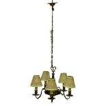 A 19th Century brass S branch Ceiling Light, decorated in the Adams taste with rams head and