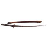A good Japanese Sword, Katana, with slightly curved single edged blade, 66cms (26"), with pierced